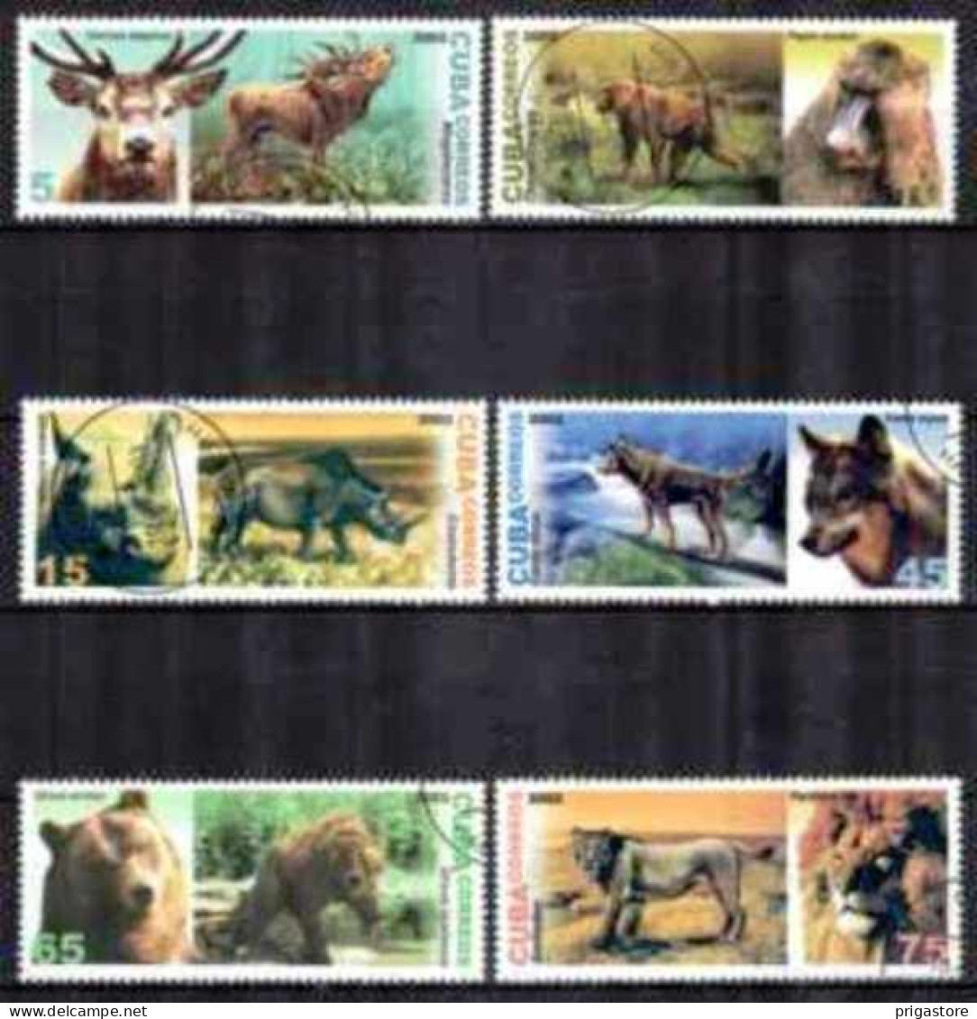 Cuba 2002 Animaux Sauvages (6) Yvert N° 4059A à 4059F Oblitéré Used - Used Stamps