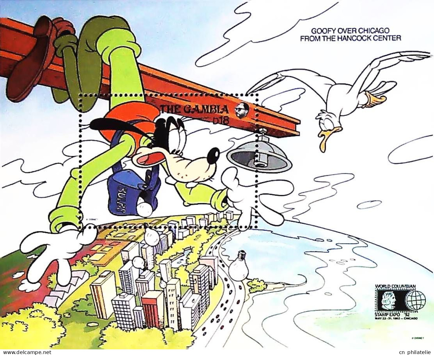BLOC DISNEY GAMBIA N° BF 140 DE 1992 "DINGO AU DESSUS DE CHICAGO" NEUF** - Disney