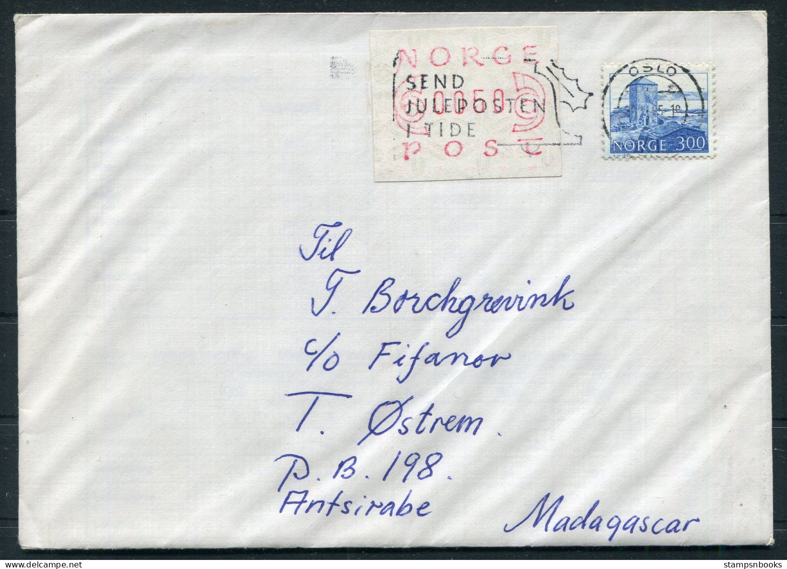 1985 Norway Oslo Christmas Post FRAMA Cover - Madagascar  - Lettres & Documents