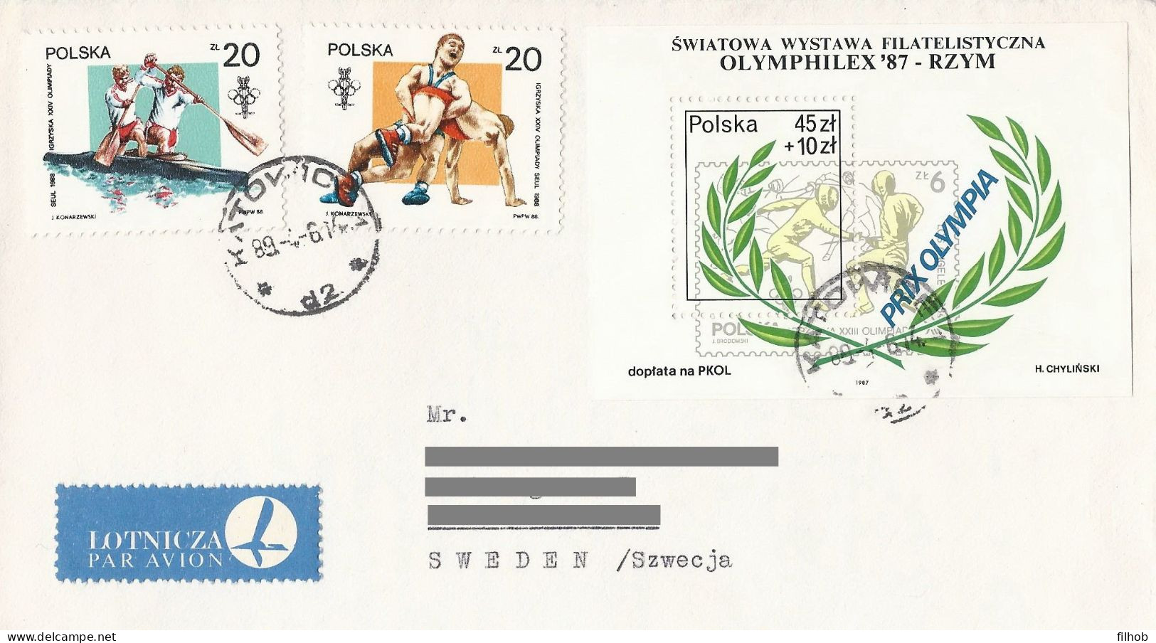 Poland (0778): Stamps Used Block 90 Sport Olymphilex Roma 87 Fencing (postal Circulation) - Blocs & Feuillets