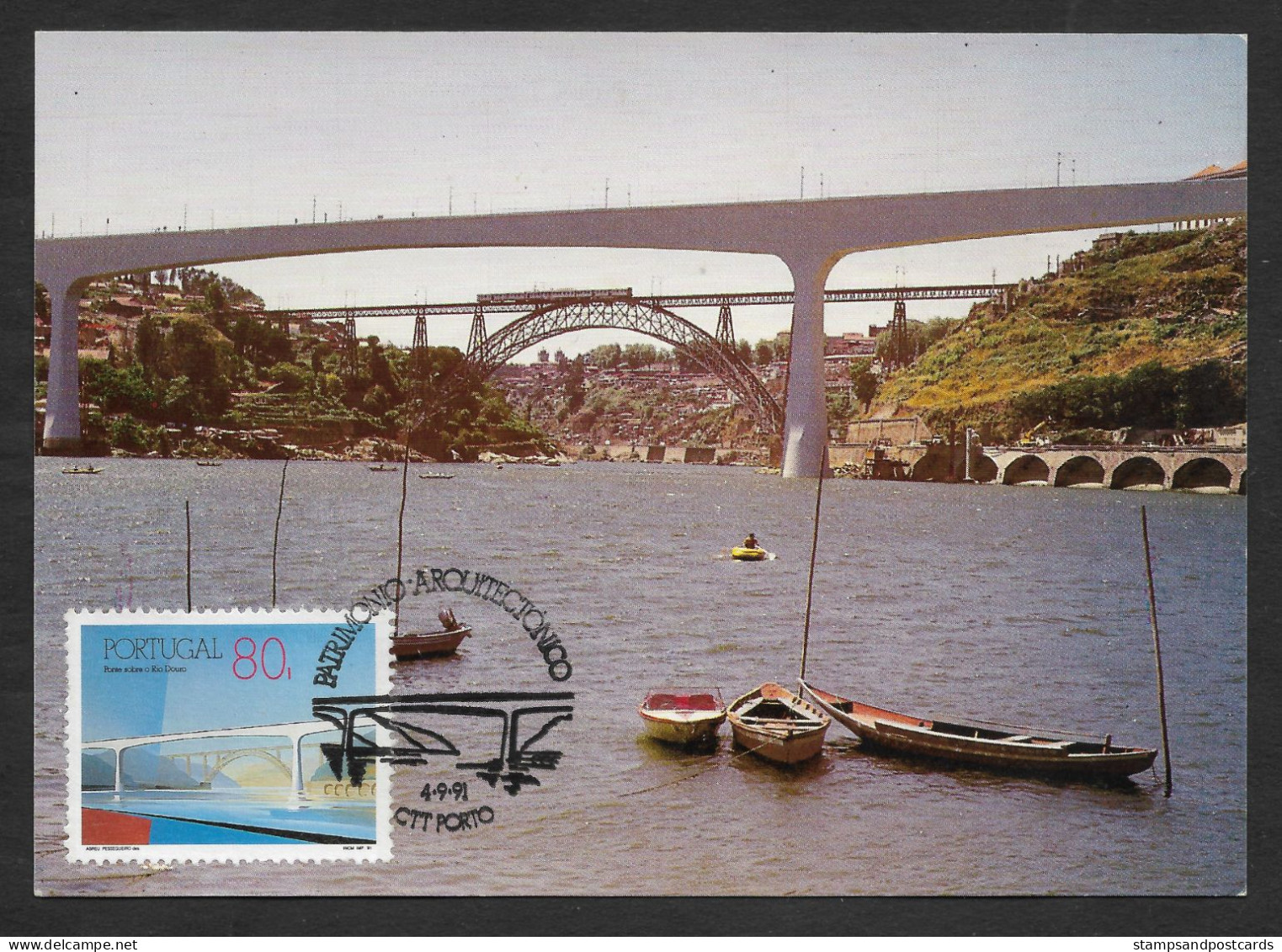 Portugal Pont São João Chemin De Fer Riviere Douro Porto Carte Maximum 1991 Douro River Oporto Rail Bridge Maxicard - Puentes