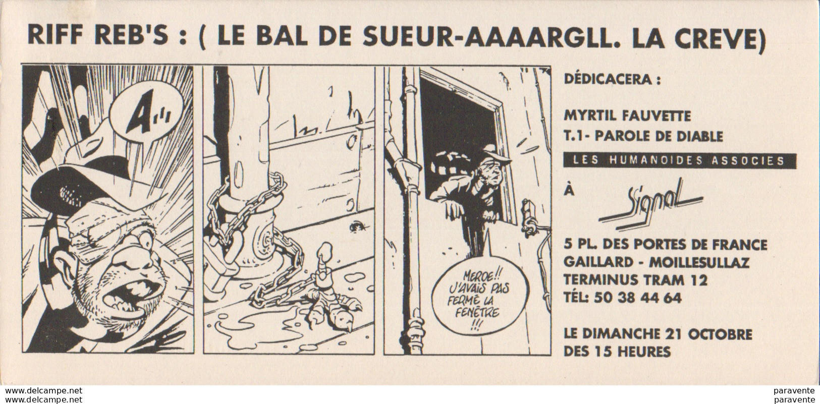 RIFF REB'S : Carte Pour Dédicace à La Librairie SIGNAL 1990 (dos Ecrit) - Tarjetas Postales
