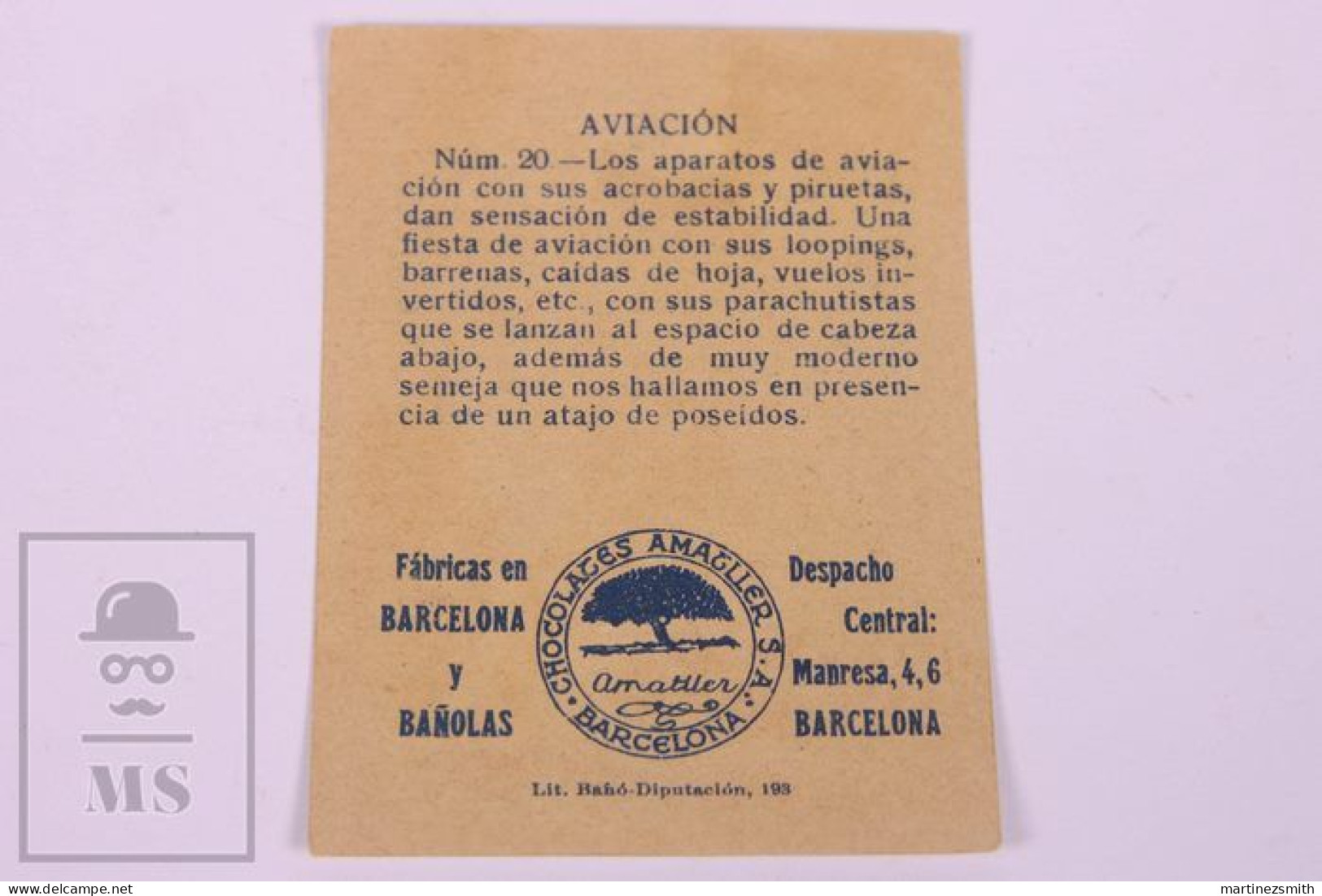 1920's Chocolate Amatller Sports Aviation Chromo / Trading Card - 8,6 X 6,3 Cm - Revillon