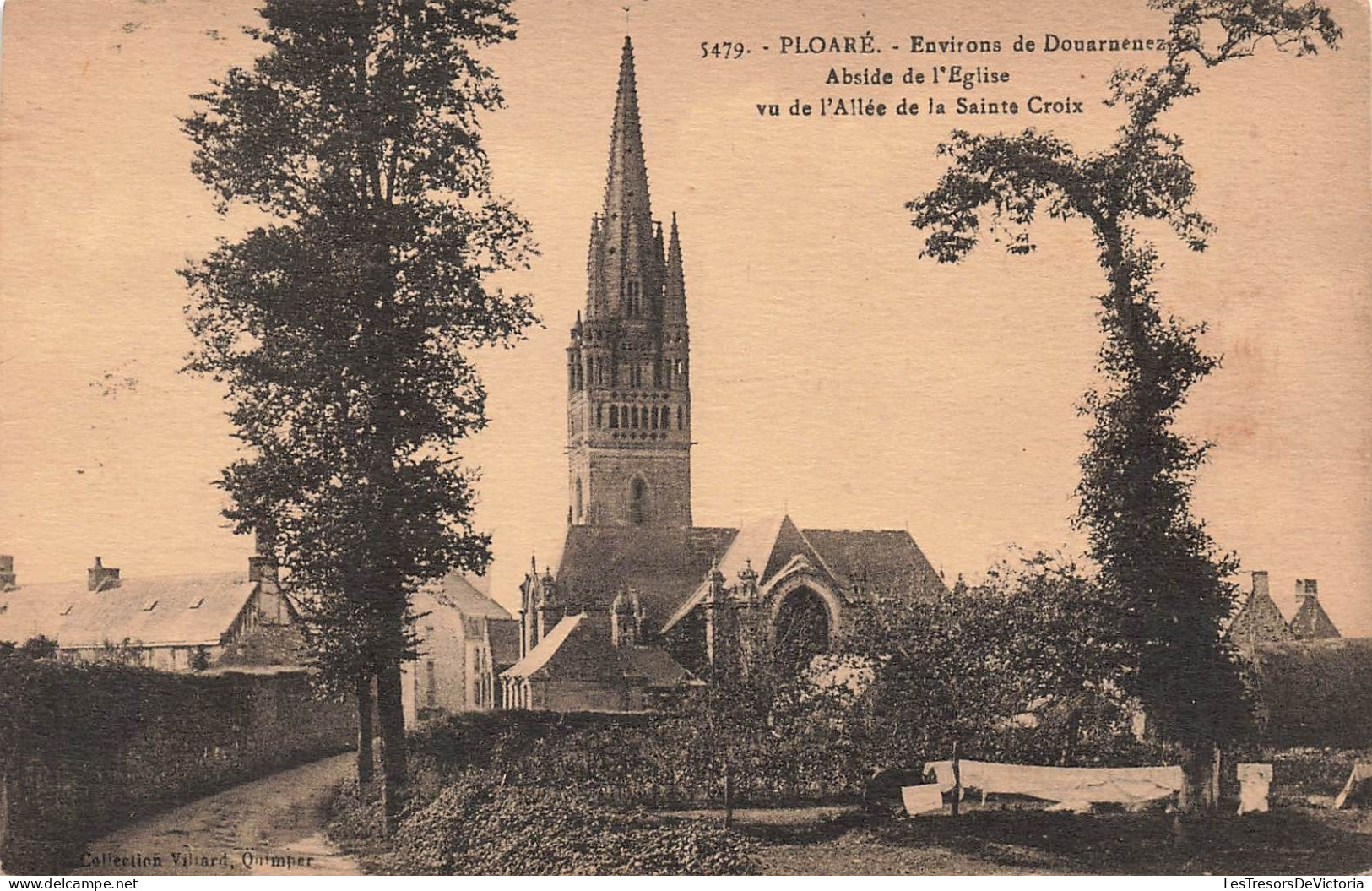 FRANCE - Ploaré - Environs De Douarnenez - Abside De L'église - Vue De L'Allée De La Sainte Croix-Carte Postale Ancienne - Douarnenez