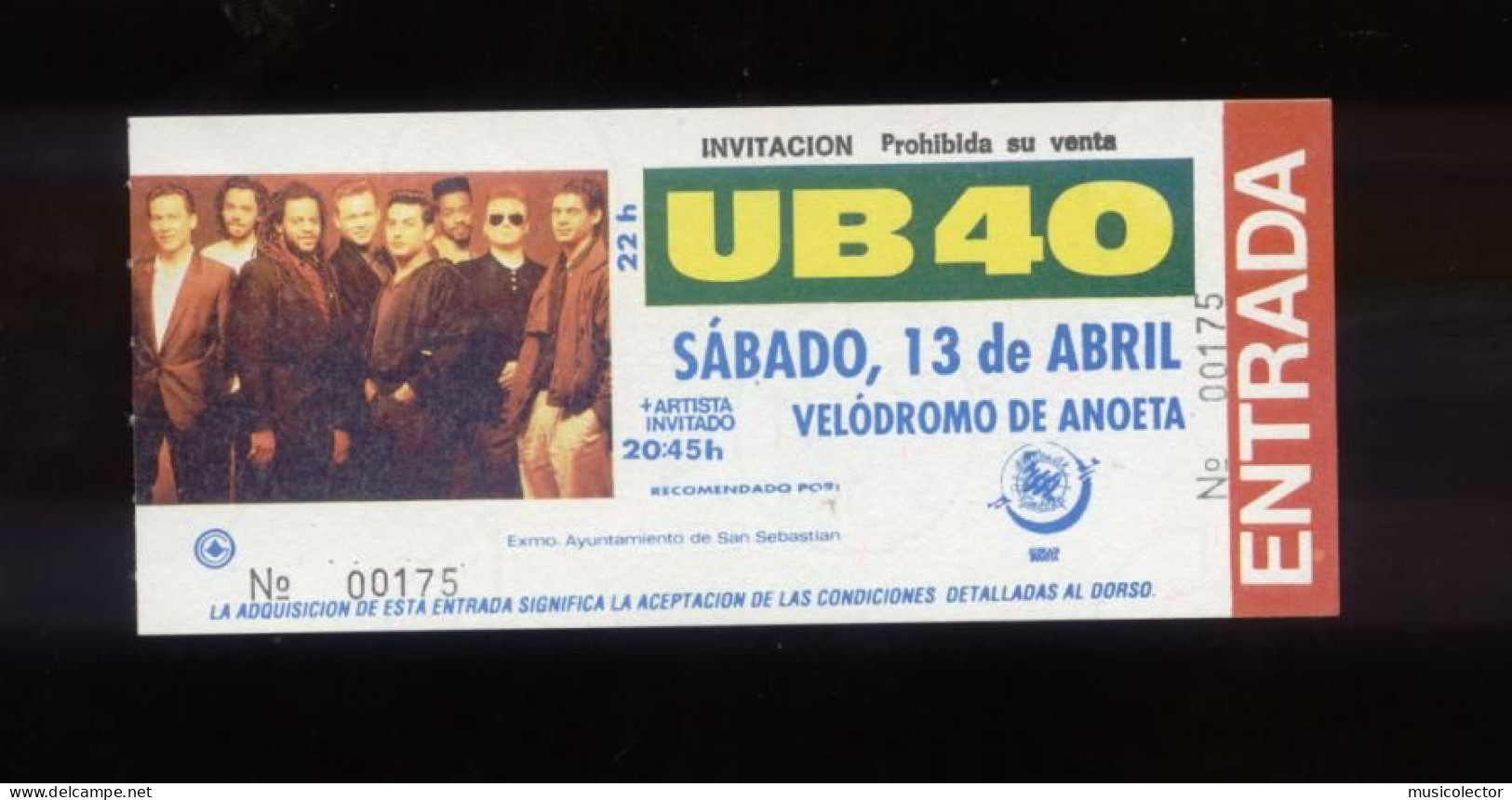 UB 40 San Sebastián 1991   Concert Ticket New - Tickets D'entrée