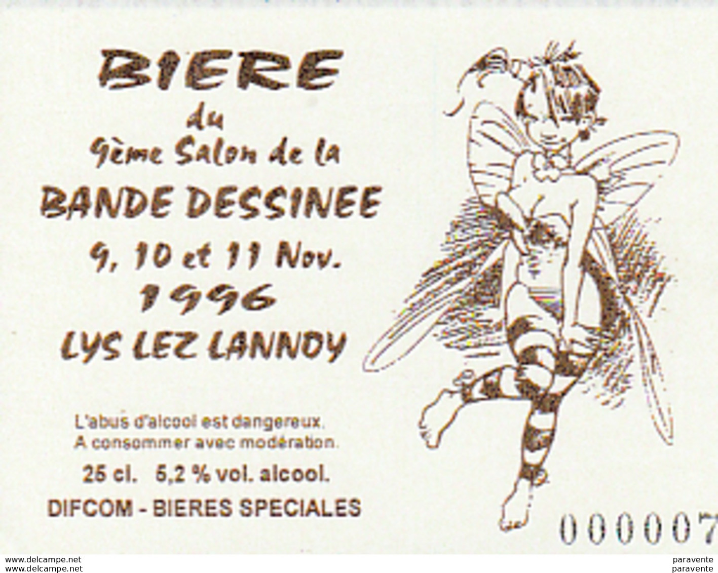 LOISEL : Etiquette BIERE Salon LYS LEZ LANNOY 1996 , Numérotée - Loisel