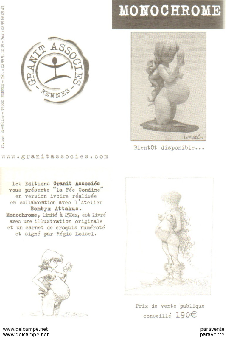 LOISEL : Carte Annonce Statuette MONOCHROME - Loisel