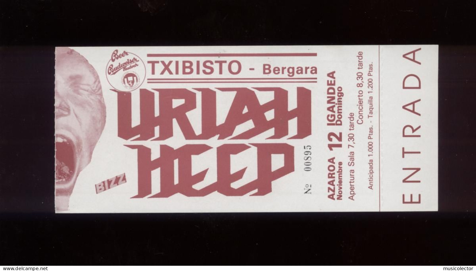 Uriah Heep Txibisto De Bergara 1989   Concert Ticket New - Eintrittskarten
