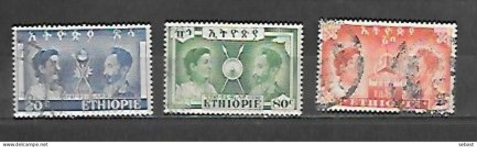 TIMBRE OBLITERE D'ETHIOPIE DE 1949 N° MICHEL 261 264/65 - Ethiopia