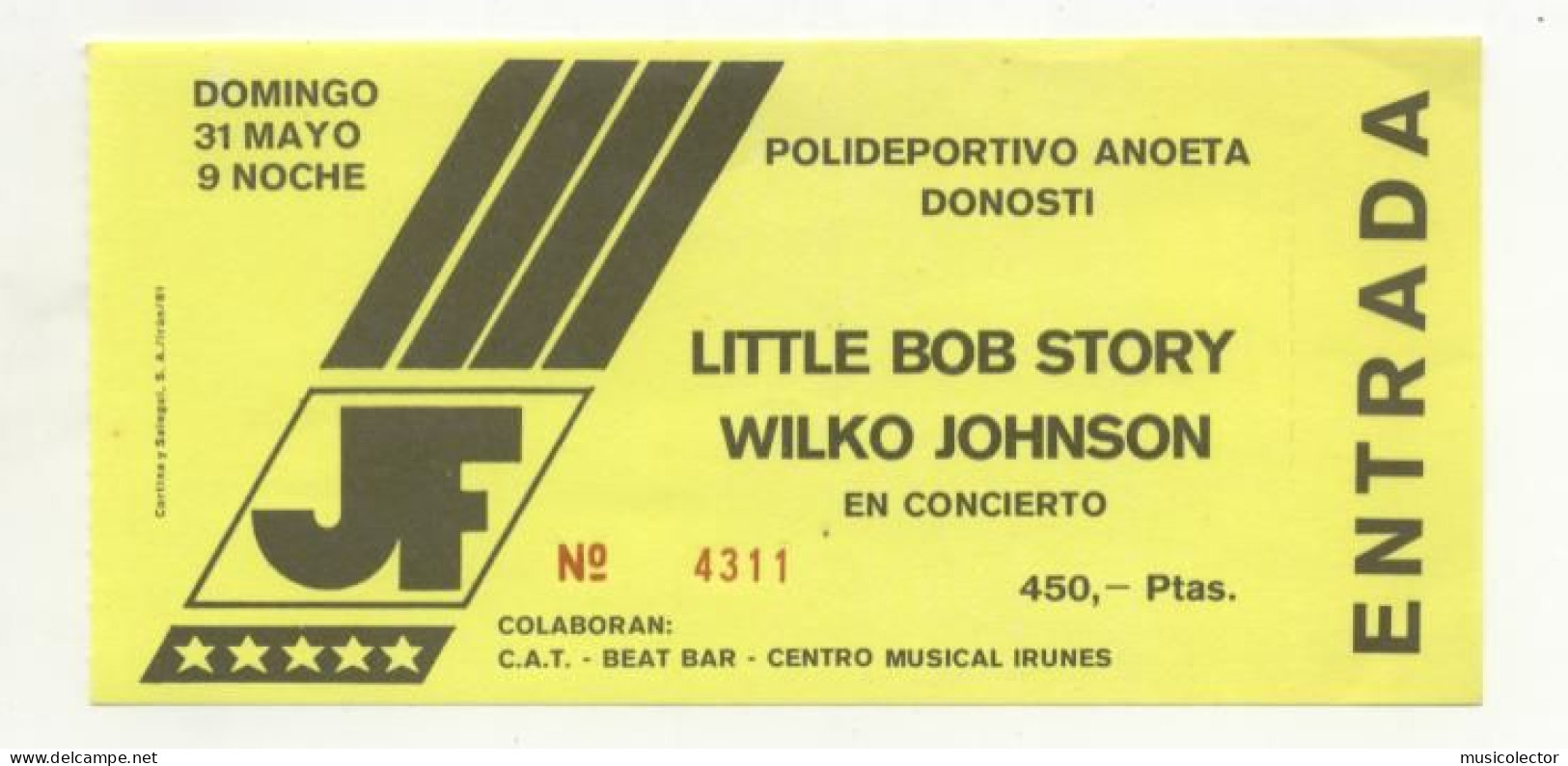 Wilko Johnson - Little Bob Story  San Sebastián 1981   Concert Ticket New - Eintrittskarten