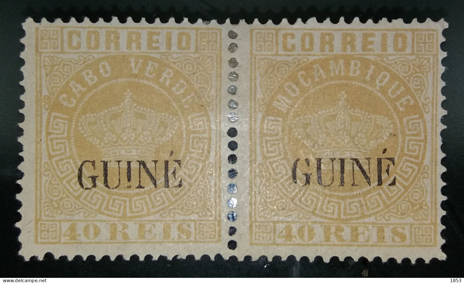 1885 - GUINÉ - PAR COM O ERRO DA CHAPA DE MOÇAMBIQUE - 40 RÉIS AMARELO - Portugiesisch-Guinea