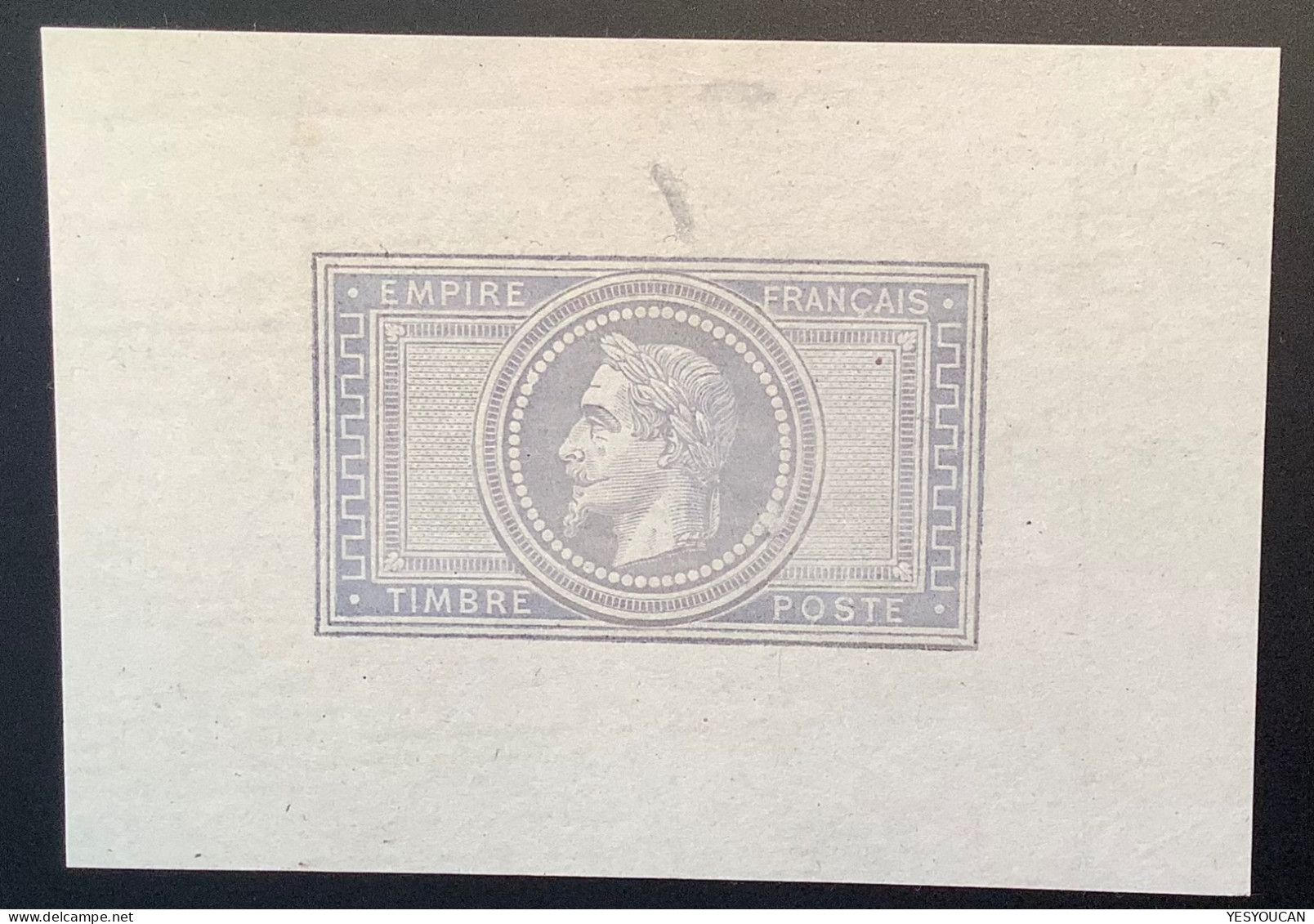 CERT. SCHELLER: #33 épreuve Terminale Sur Chine Sans Chiffre(3500€)France 1869 5f (essai épreuve D‘ Artiste Proof Essay - 1863-1870 Napoleon III With Laurels