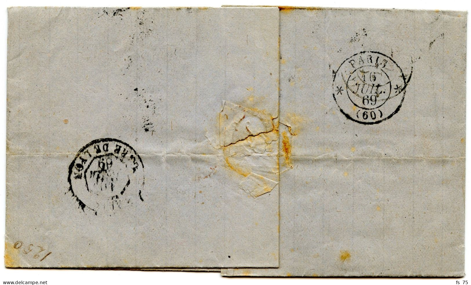 ALLEMAGNE - 12 KR SUR LETTRE DE WURZBURG POUR LYON, 1869 - Briefe U. Dokumente