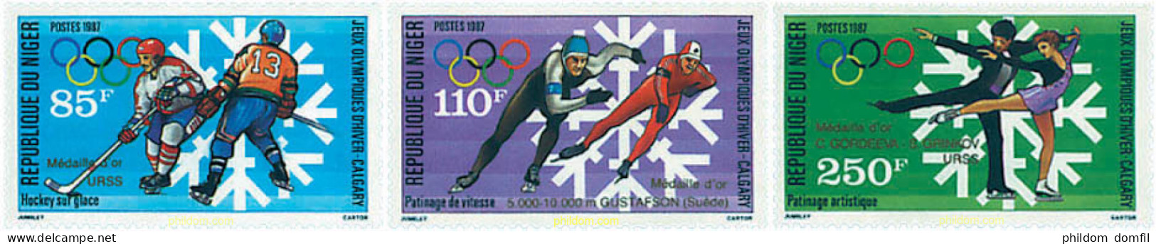 726678 HINGED NIGER 1988 MEDALLISTAS DE LOS 15 JUEGOS OLIMPICOS DE INVIERNO. CALGARY 1988 - Níger (1960-...)