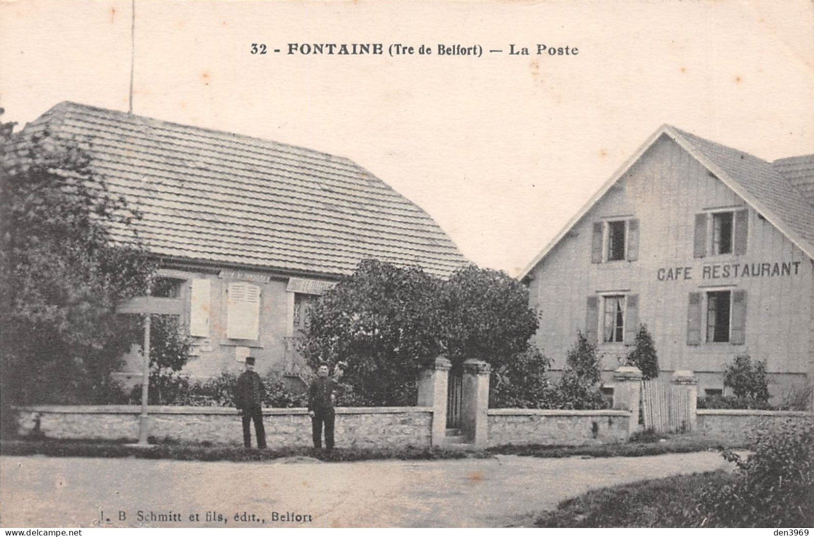 FONTAINE (Territoire-de-Belfort) - La Poste - Café-Restaurant - Ecrit (2 Scans) - Fontaine