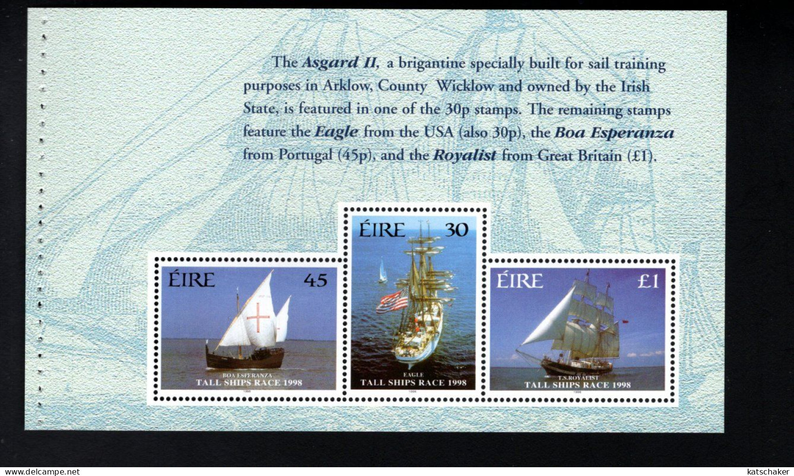 1987242088 1998 SCOTT 1144B (XX) POSTFRIS MINT NEVER HINGED - TALL SHIPS RACE BOOKLET PANE - Ungebraucht