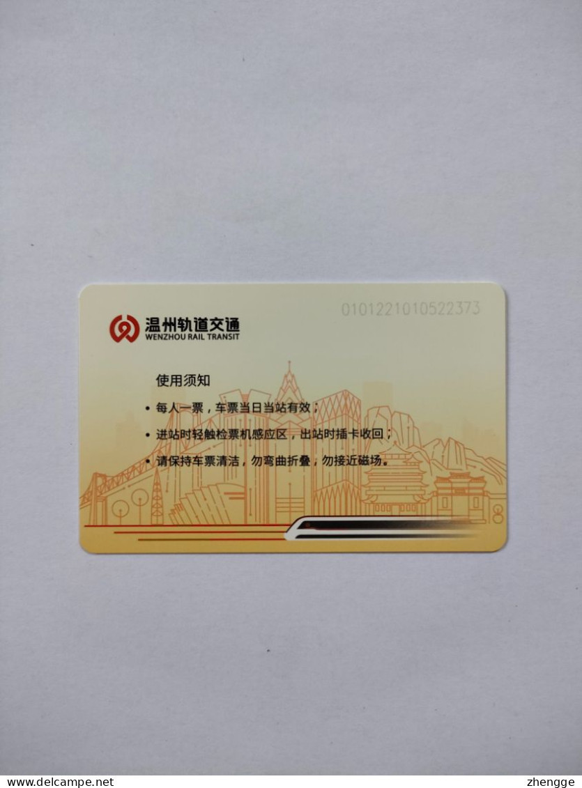 China Transport Cards, Metro Card, Wenzhou City, (1pcs) - Zonder Classificatie