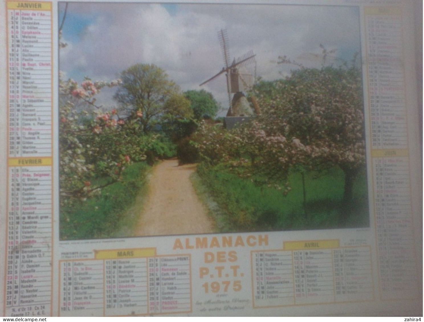 Almanach P.T.T Lot & Garonne Moulin Pommier Autre Phot Chat Neige Pont Chiens Fillette Cendrion Coquelicot Voile Zèbres - Formato Grande : 1971-80