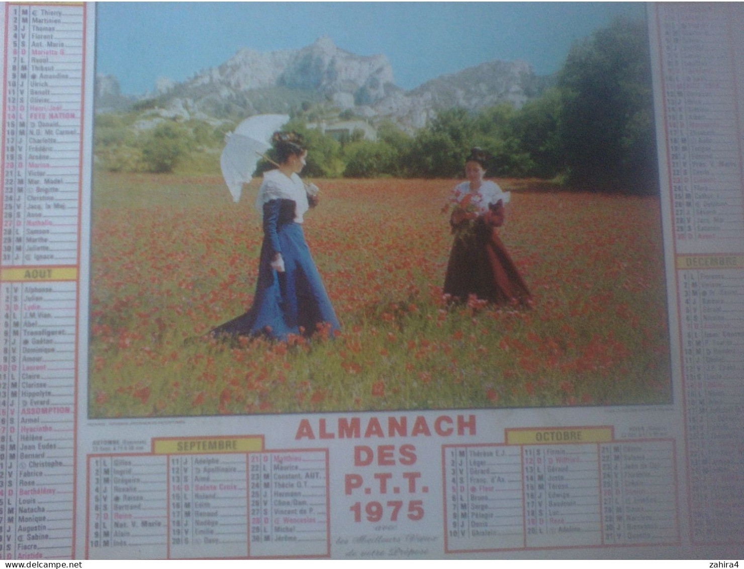 Almanach P.T.T Lot & Garonne Moulin Pommier Autre Phot Chat Neige Pont Chiens Fillette Cendrion Coquelicot Voile Zèbres - Grand Format : 1971-80