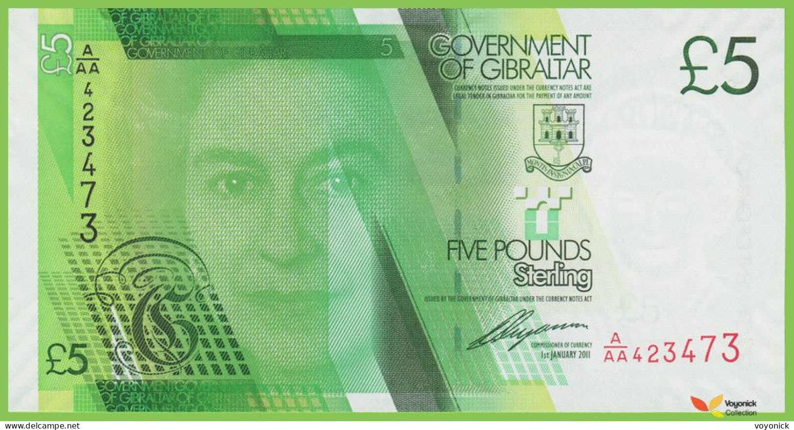 Voyo GIBRALTAR 5 Pounds 2011 P35 B130a A/AA UNC - Gibraltar