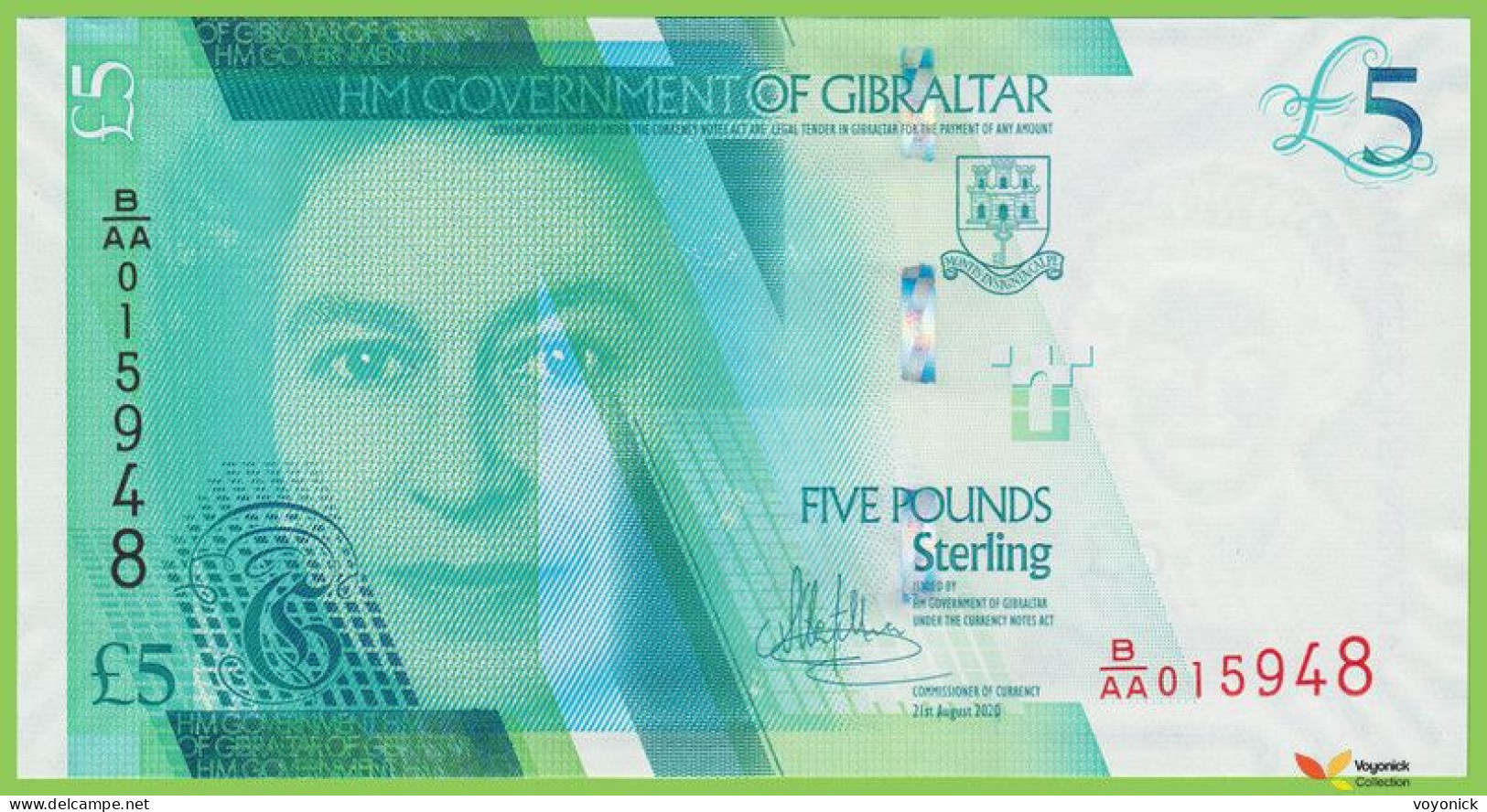 Voyo GIBRALTAR 5 Pounds 2020 P42 B136a B/AA UNC - Gibraltar