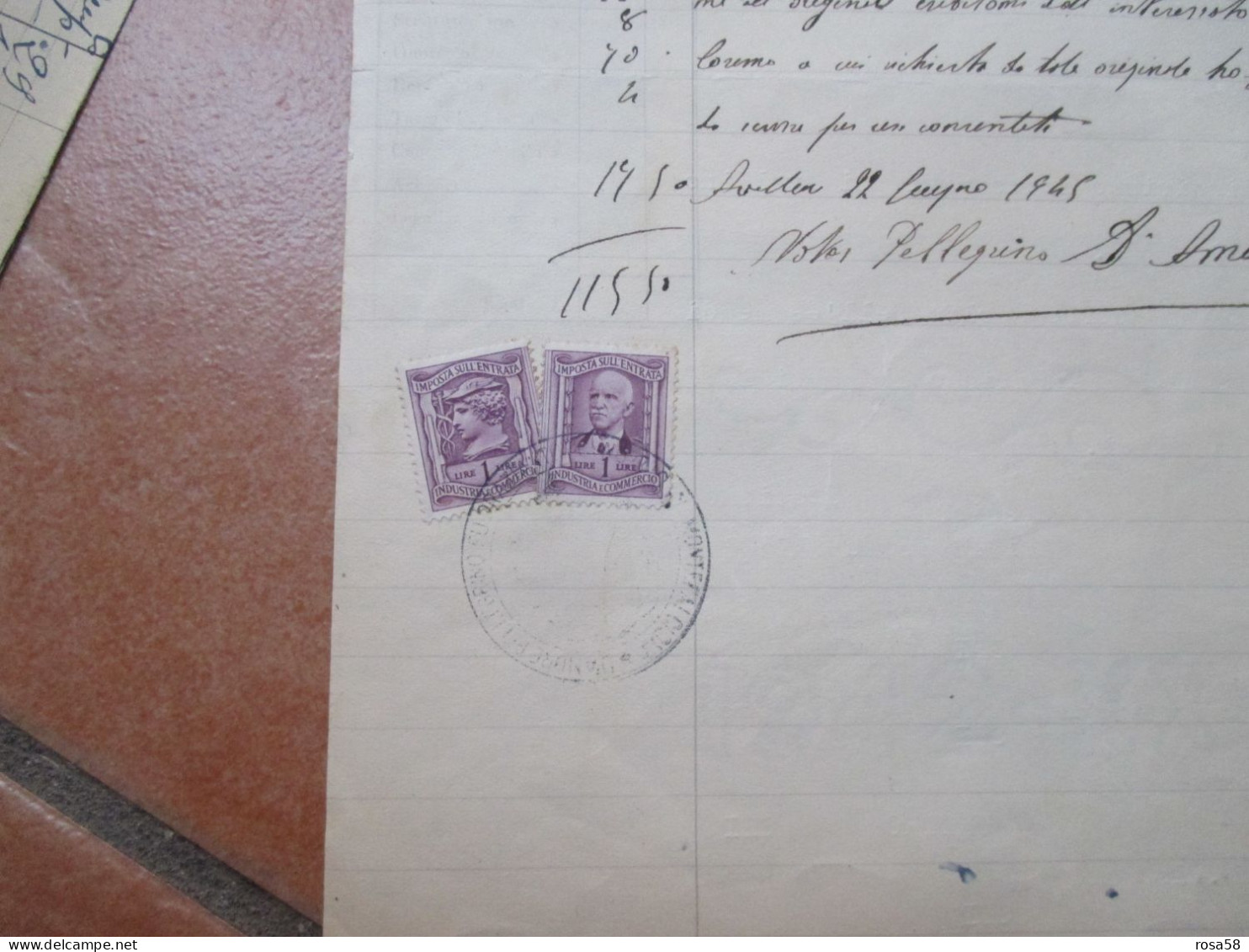 CARTA Da BOLLO Isole IONIE Lire 6 + Marca Bollo Italia Lire 10 Vittorio Emanuele Su Documento - Autres & Non Classés