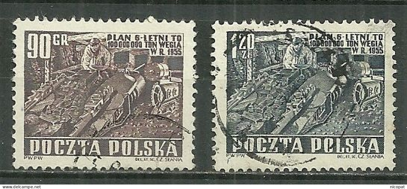 POLAND Oblitéré 625-626 Fête Des Mineurs Mine Charbon Houille - Used Stamps