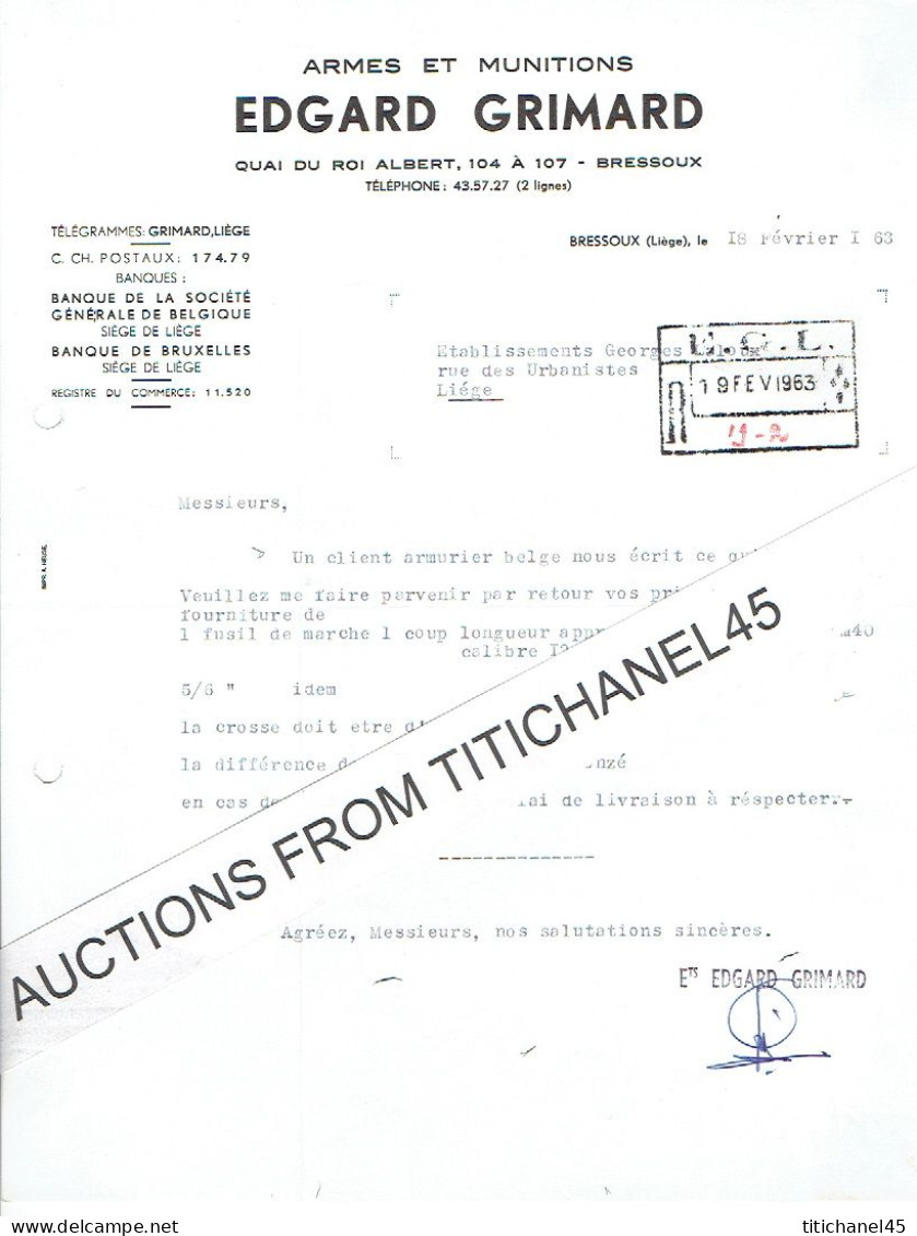 1963 BRESSOUX-LIEGE - EDGARD GRIMARD - Fabricant D'armes Et Munitions - Other & Unclassified