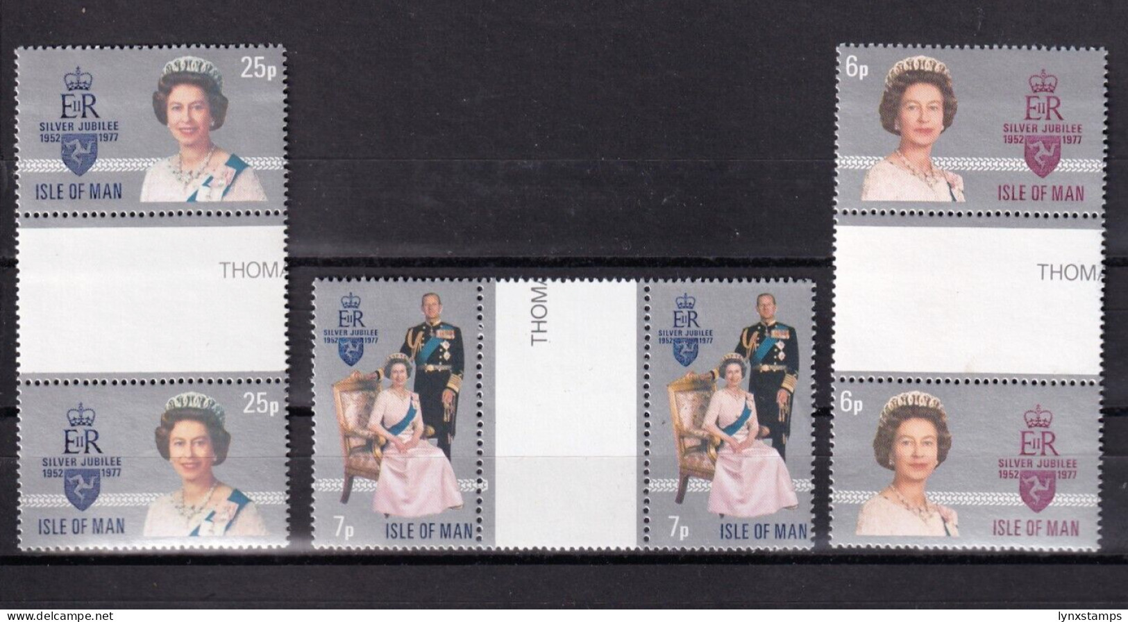LI01 Isle Of Man 1977 25th Anniv Government Queen Elizabeth Mint Gutter Pairs - Local Issues