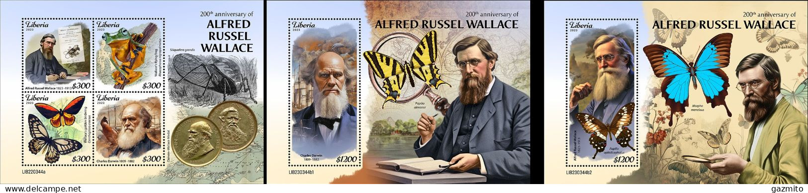 Liberia 2023, Wallance, Butterfly, 4val In BF+2BF - Natur