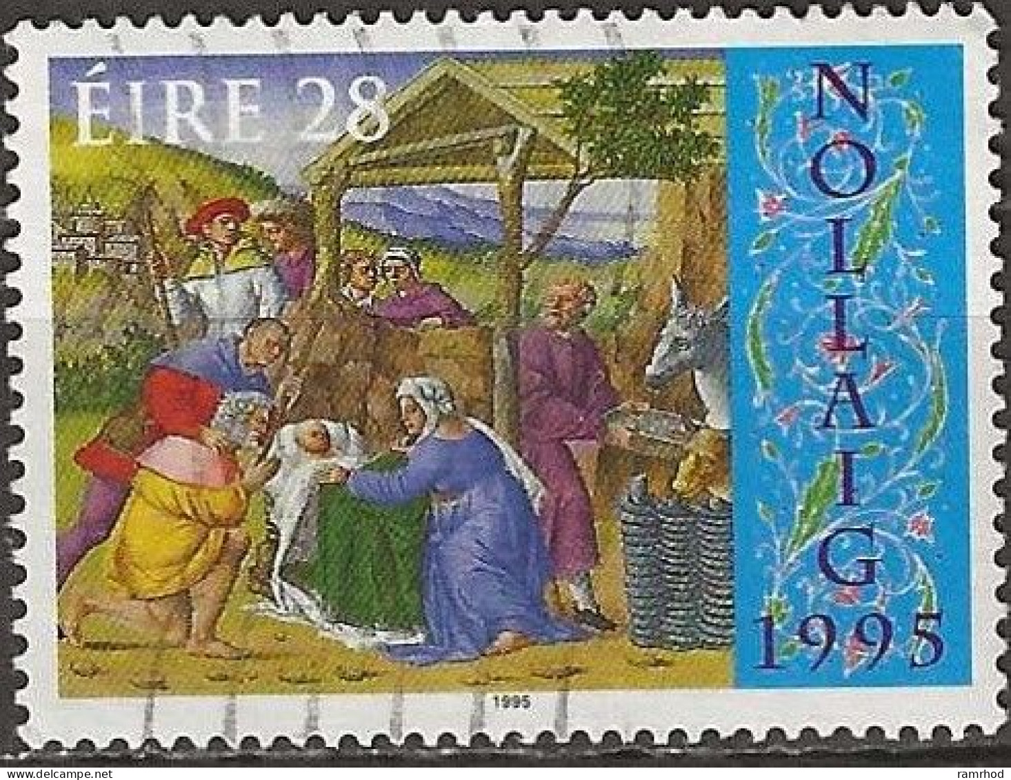 IRELAND 1995 Christmas - 28p Adoration Of The Shepherds (illuminated Manuscript) (Benedotto Bardone) FU - Used Stamps