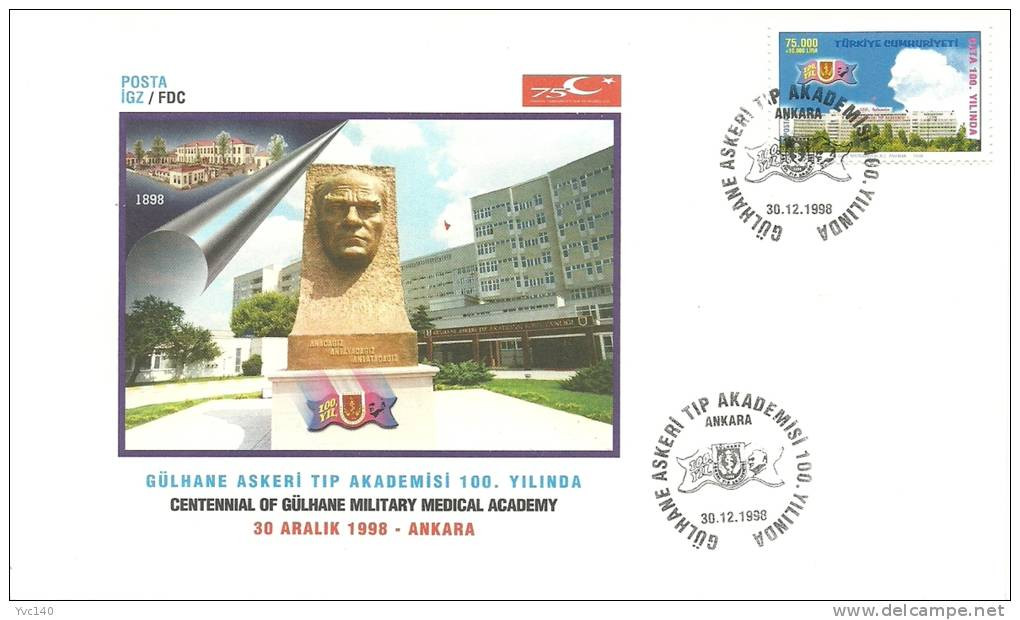 Turkey; FDC 1998 Centennial Of Gulhane Military Medical Academy - FDC