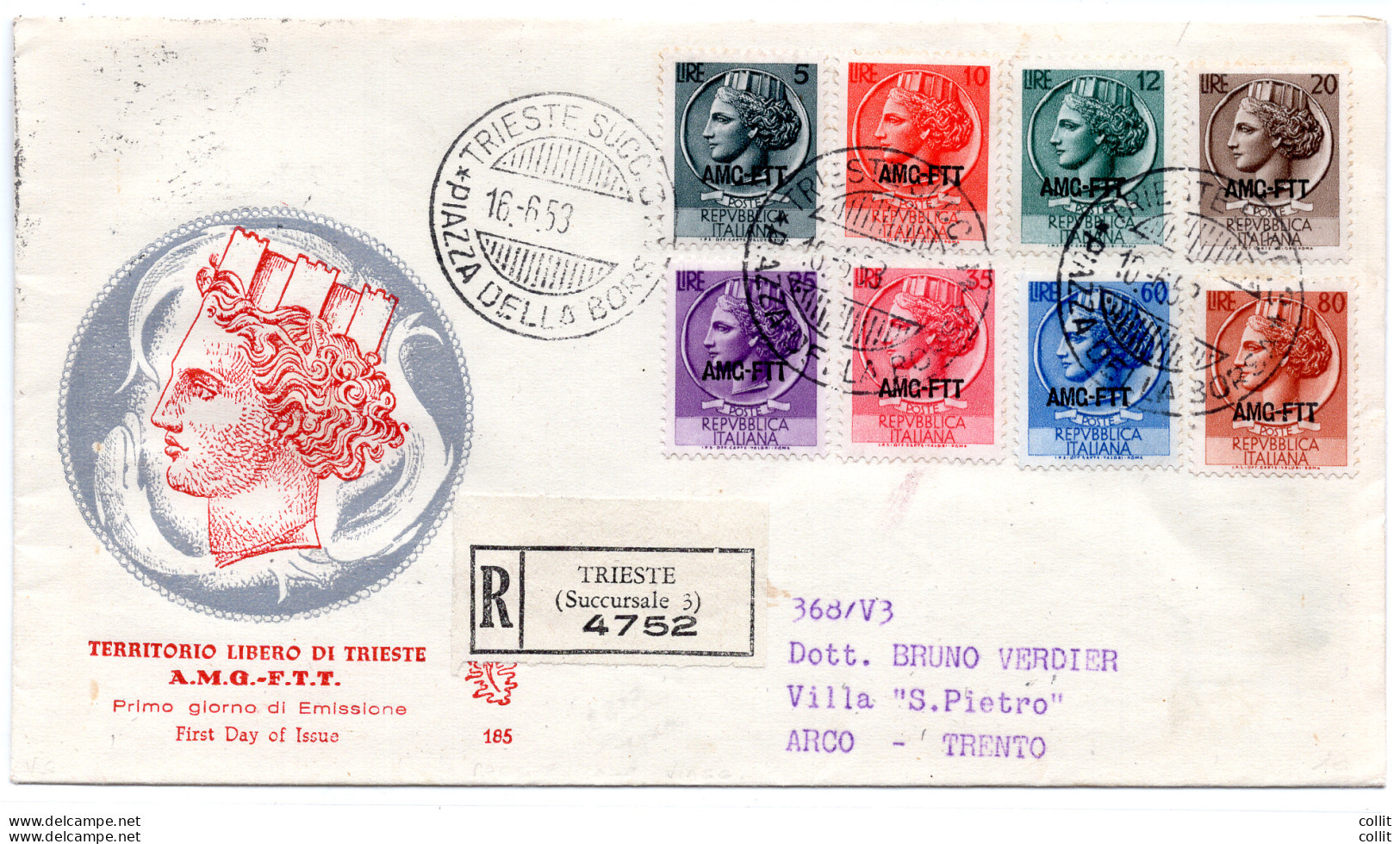 Trieste A - Siracusana 1953 Su FDC Venezia Racc - Marcofilie