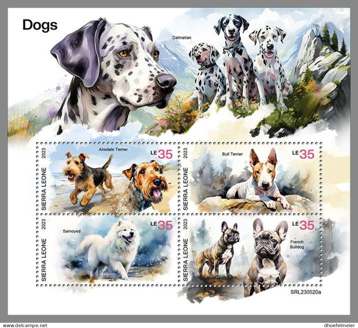 SIERRA LEONE 2023 MNH Dogs Hunde M/S – OFFICIAL ISSUE – DHQ2411 - Dogs