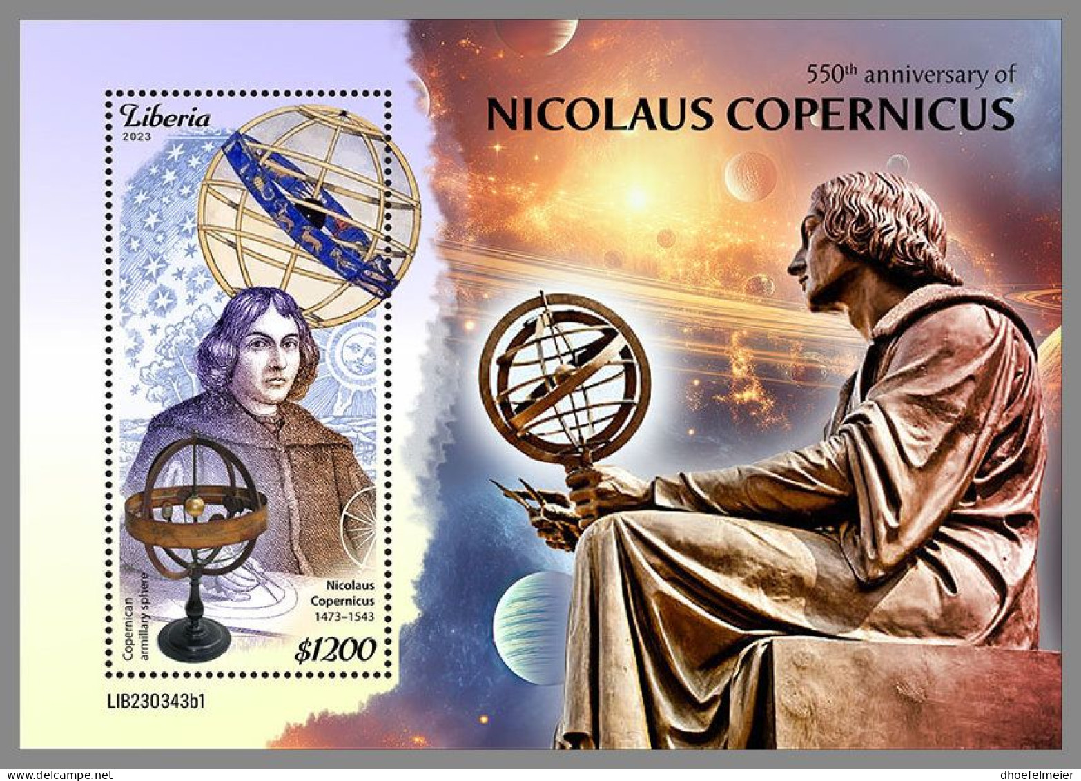 LIBERIA 2023 MNH Nicolaus Copernicus Astronom S/S I – OFFICIAL ISSUE – DHQ2411 - Astronomy