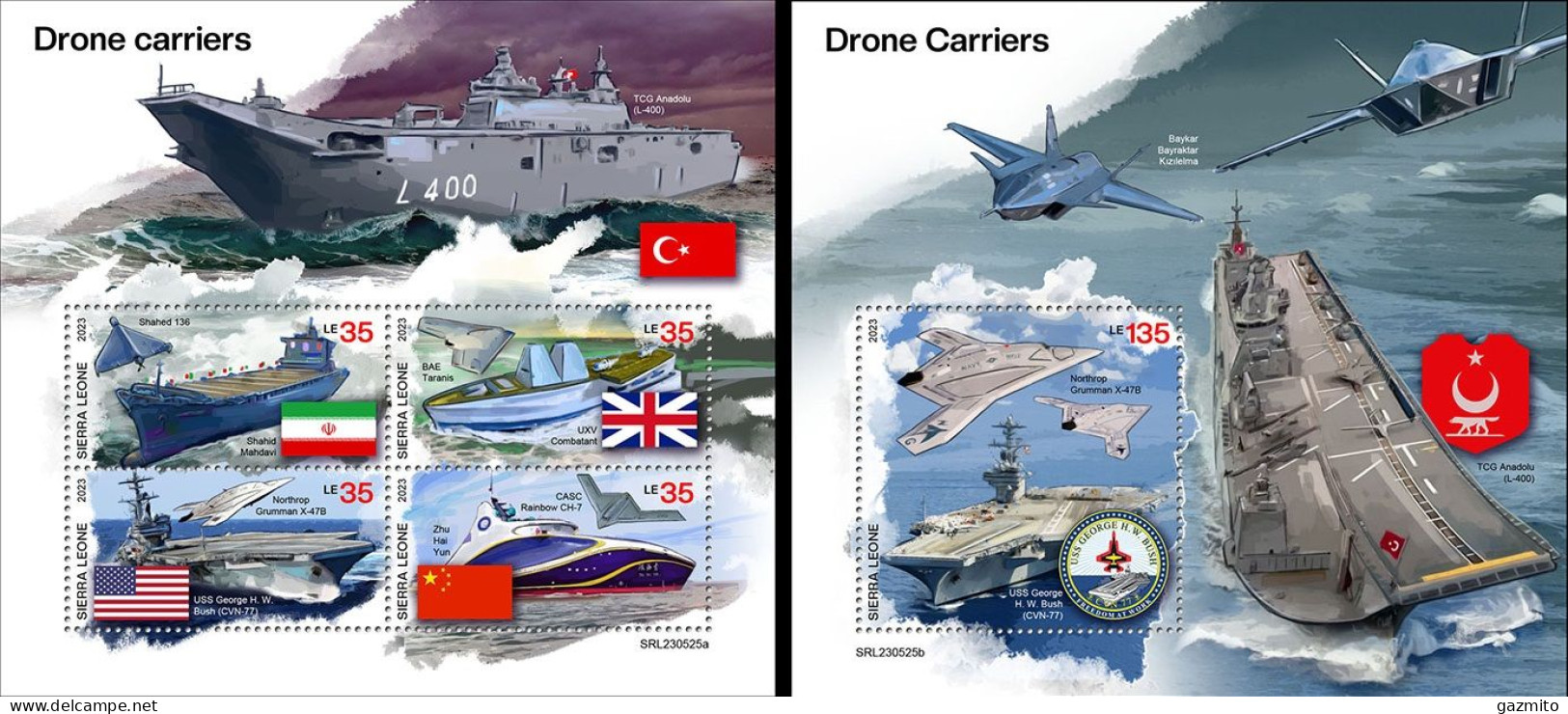 Sierra Leone 2023, Drone Carriers, 4val In BF +BF - Sierra Leone (1961-...)