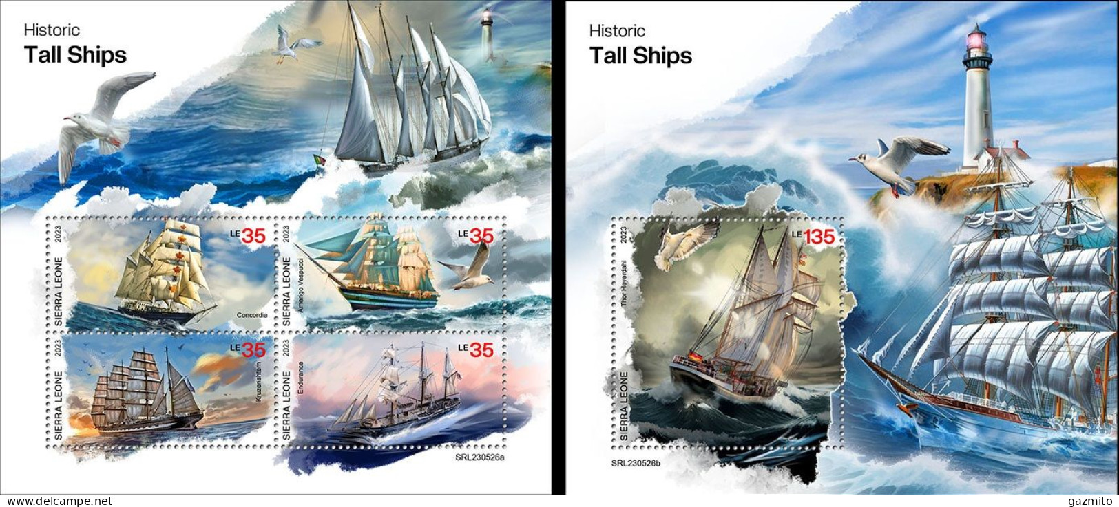 Sierra Leone 2023, Tall Ships, Lighthouses, 4val In BF +BF - Faros