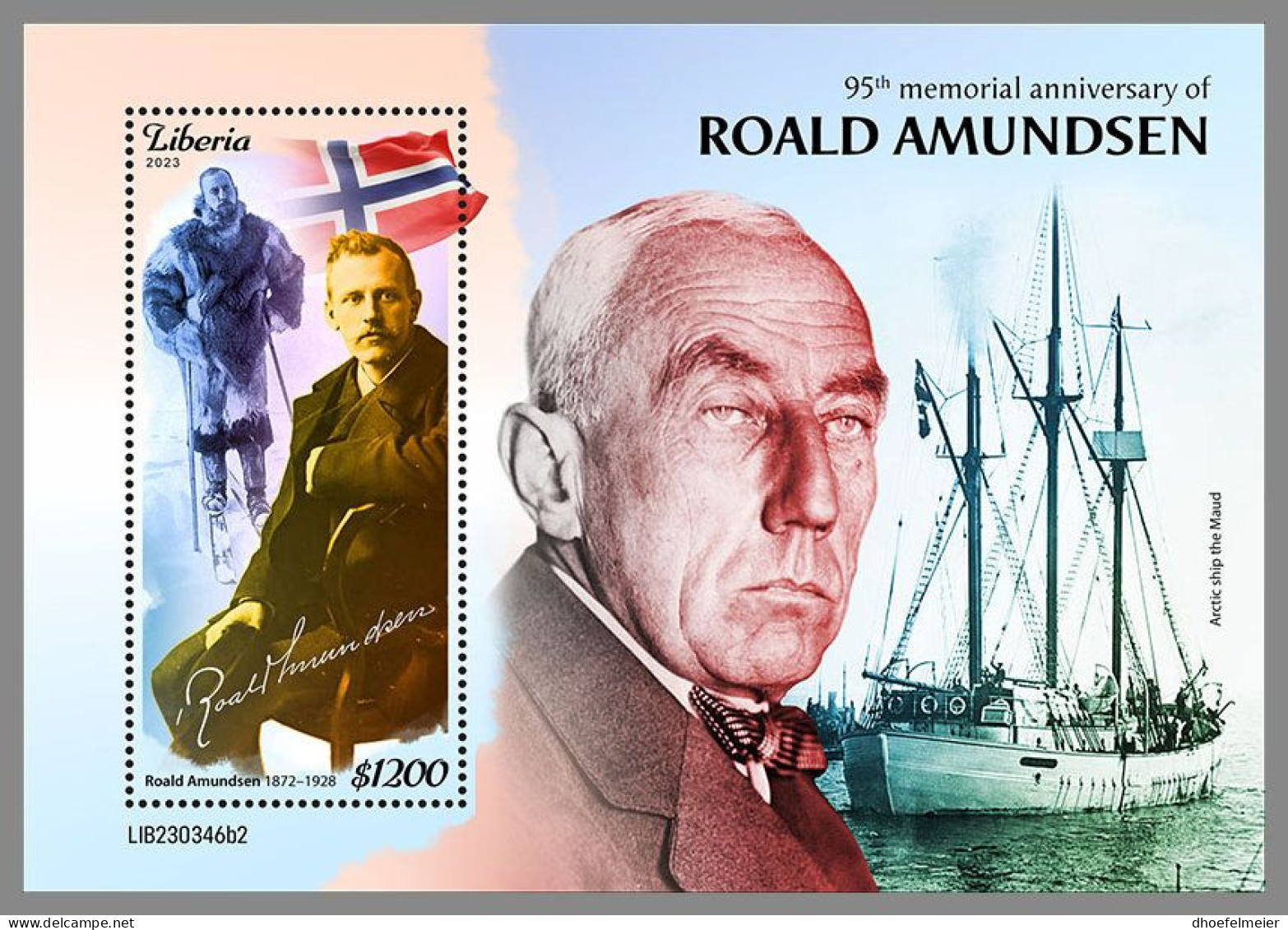 LIBERIA 2023 MNH Roald Amundsen Polarforscher S/S II – IMPERFORATED – DHQ2411 - Polarforscher & Promis