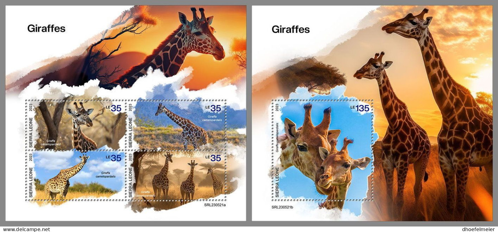 SIERRA LEONE 2023 MNH Giraffes Giraffen M/S+S/S – IMPERFORATED – DHQ2411 - Giraffen