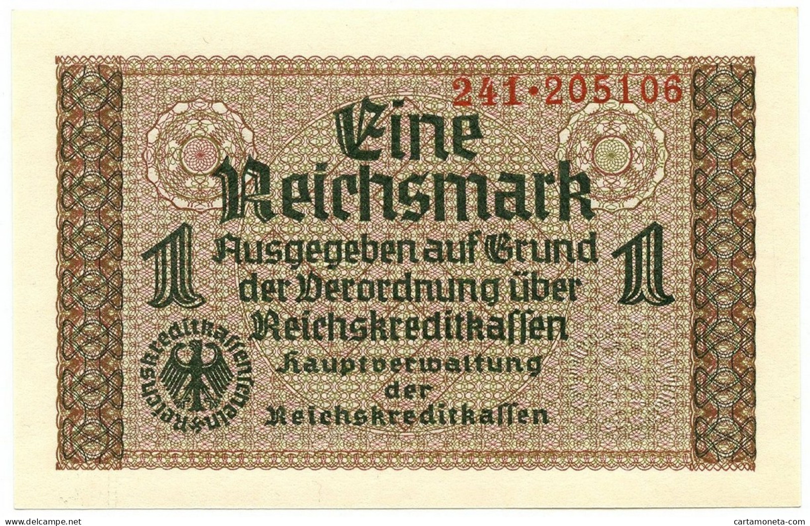 1 REICHSMARK OCCUPAZIONE TEDESCA ITALIA REICHSKREDITKASSEN 1943 FDS - Geallieerde Bezetting Tweede Wereldoorlog