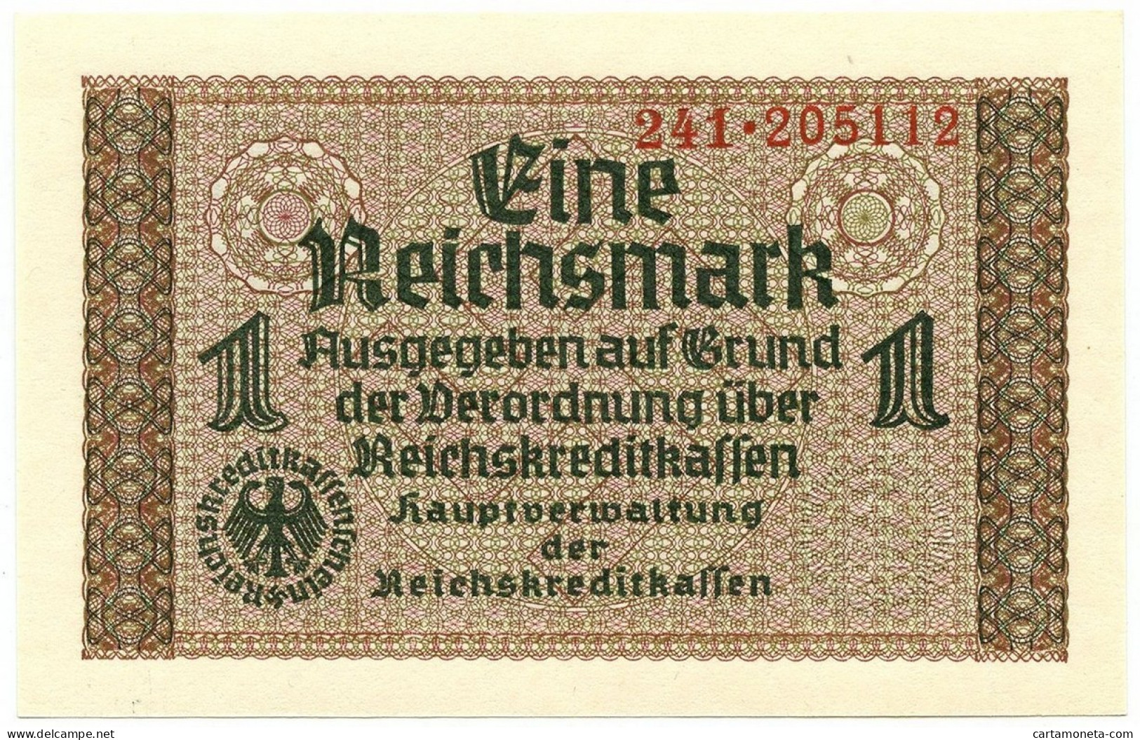 1 REICHSMARK OCCUPAZIONE TEDESCA ITALIA REICHSKREDITKASSEN 1943 FDS - Geallieerde Bezetting Tweede Wereldoorlog