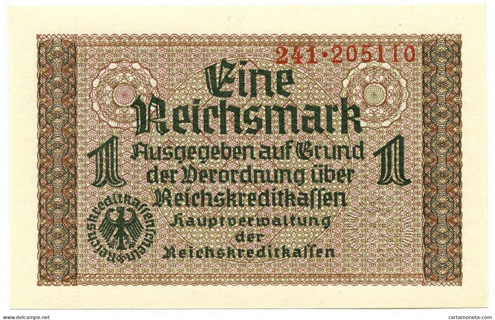 1 REICHSMARK OCCUPAZIONE TEDESCA ITALIA REICHSKREDITKASSEN 1943 FDS - 2. WK - Alliierte Besatzung