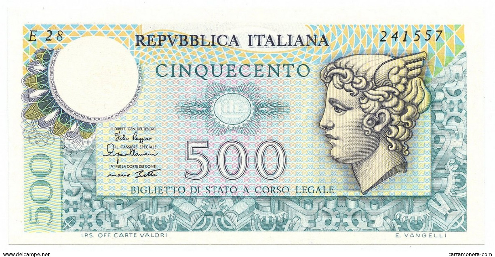 500 LIRE BIGLIETTO DI STATO MERCURIO 02/04/1979 FDS - Autres & Non Classés