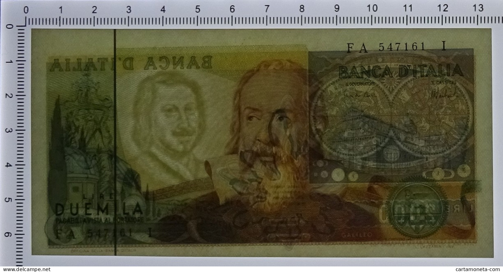 2000 LIRE ERRORE DI STAMPA DECENTRATA B. D'ITALIA GALILEO GALILEI 08/10/1973 FDS - Altri & Non Classificati