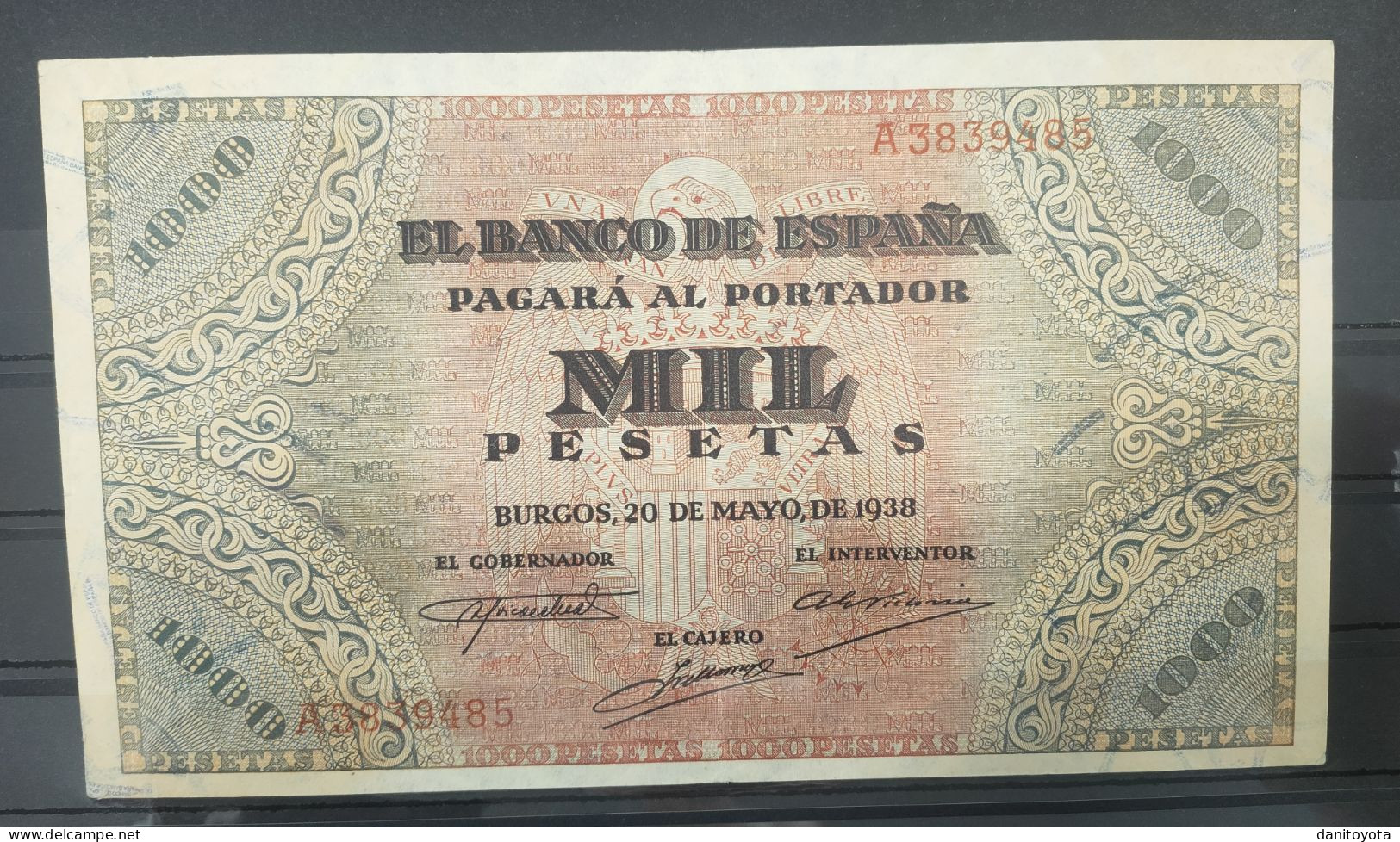 ESPAÑA.EDIFIL434. 1000 PTAS 20 DE.MAYO DE 1938, CONSERVACIÓN MBC. - 1000 Pesetas