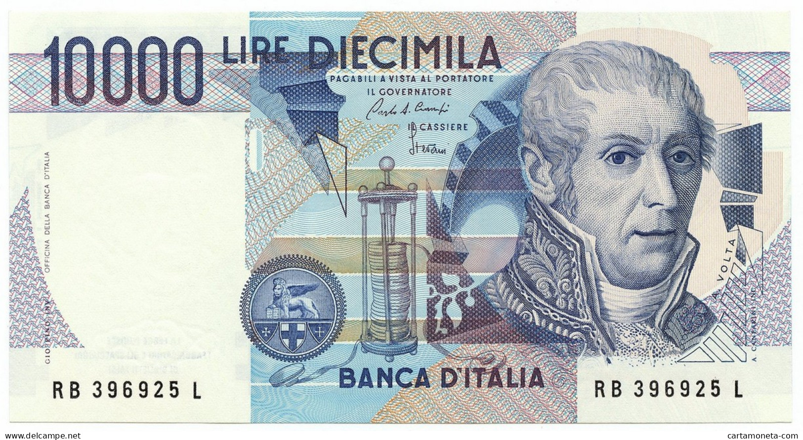 10000 LIRE BANCA D'ITALIA ALESSANDRO VOLTA LETTERA B 28/10/1985 QFDS - Autres & Non Classés