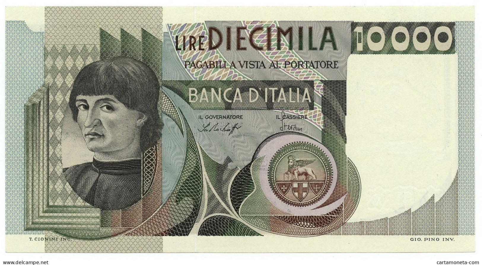 10000 LIRE RITRATTO D'UOMO A MEZZOBUSTO ANDREA DEL CASTAGNO 30/10/1976 QFDS - Altri & Non Classificati