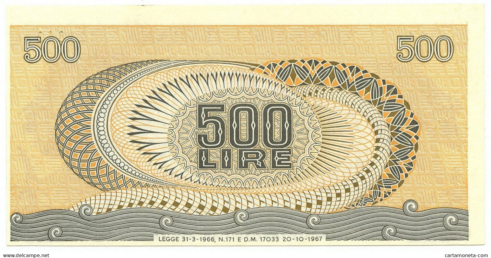 500 LIRE ERRORE DI STAMPA (DECENTRATA) BIGLIETTO DI STATO ARETUSA 20/10/1967 SPL - Otros & Sin Clasificación