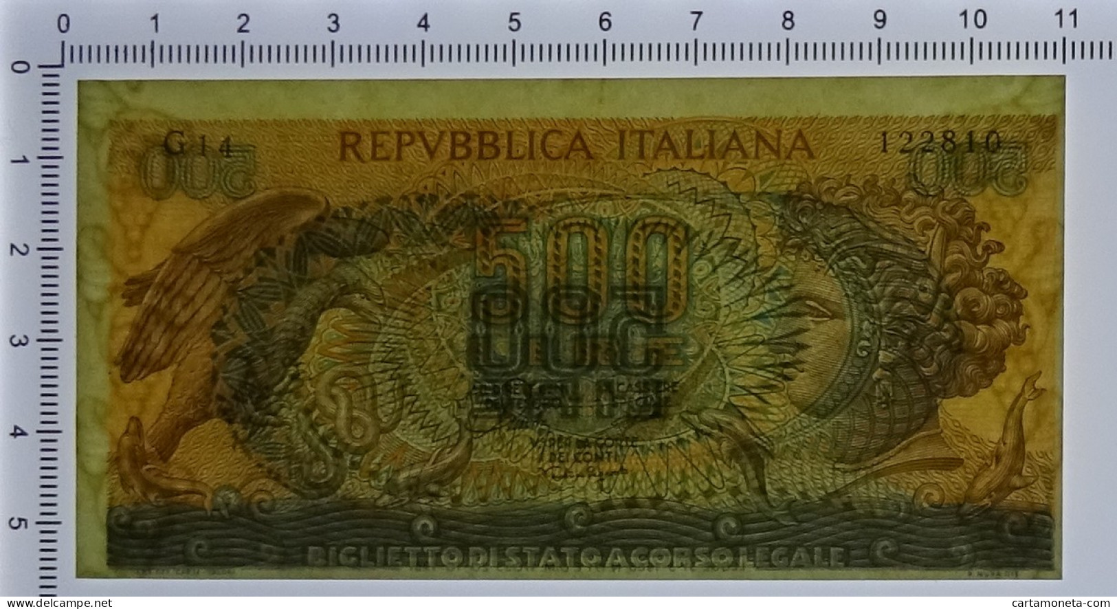 500 LIRE ERRORE DI STAMPA (DECENTRATA) BIGLIETTO DI STATO ARETUSA 20/10/1967 SPL - Altri & Non Classificati