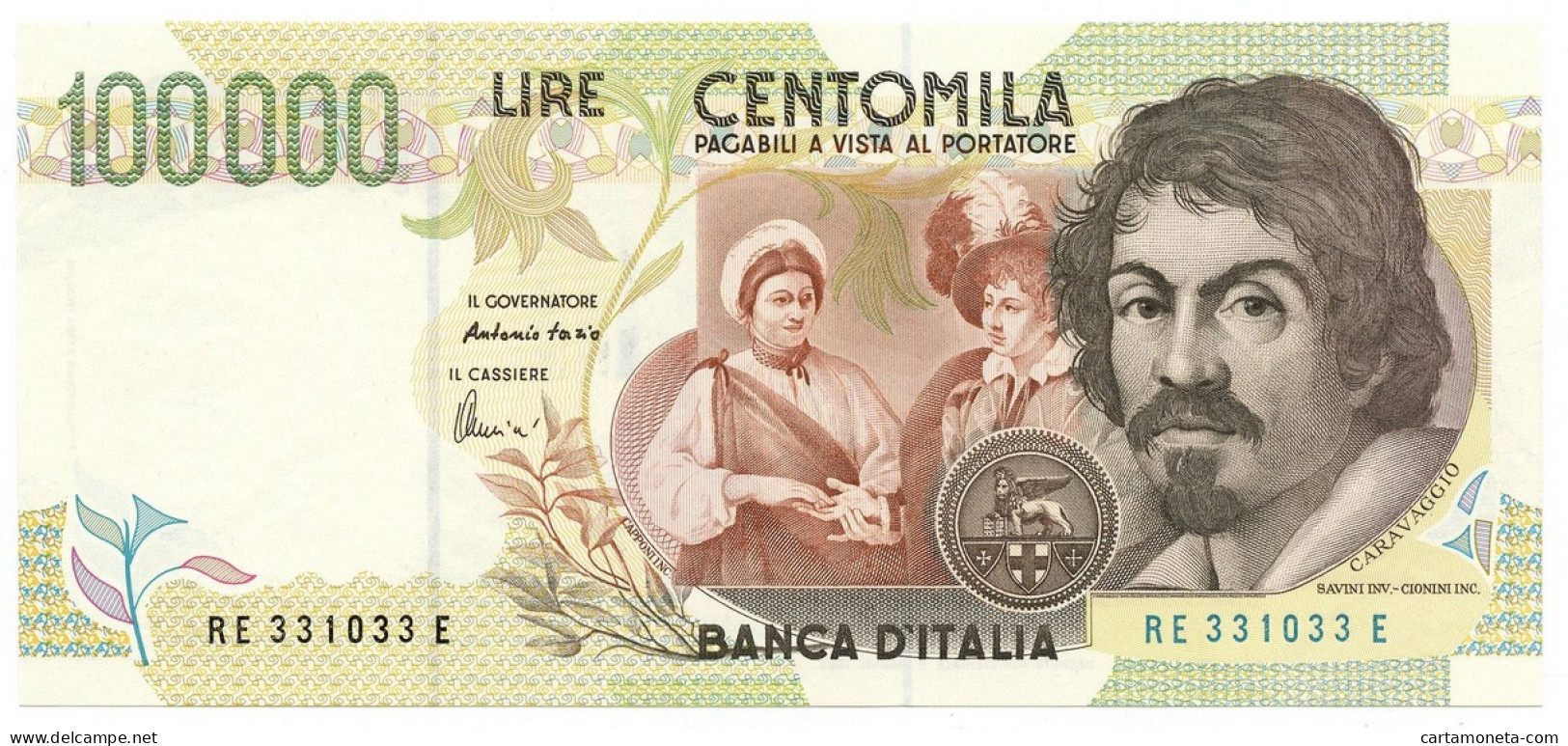 100000 LIRE BANCA D'ITALIA CARAVAGGIO II TIPO LETTERA E 19/08/1998 FDS-/FDS - Otros & Sin Clasificación